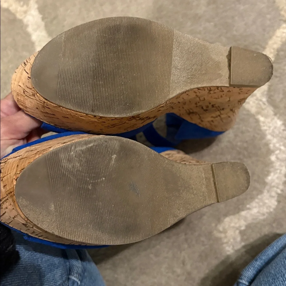 Just fab Mikayla cobalt blue platform wedge heels size 7 - Picture 17 of 17